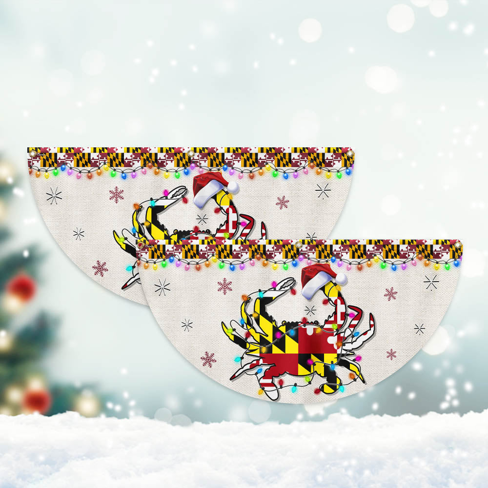 Maryland Christmas Flag Crab Christmas Non-Pleated Fan Flag