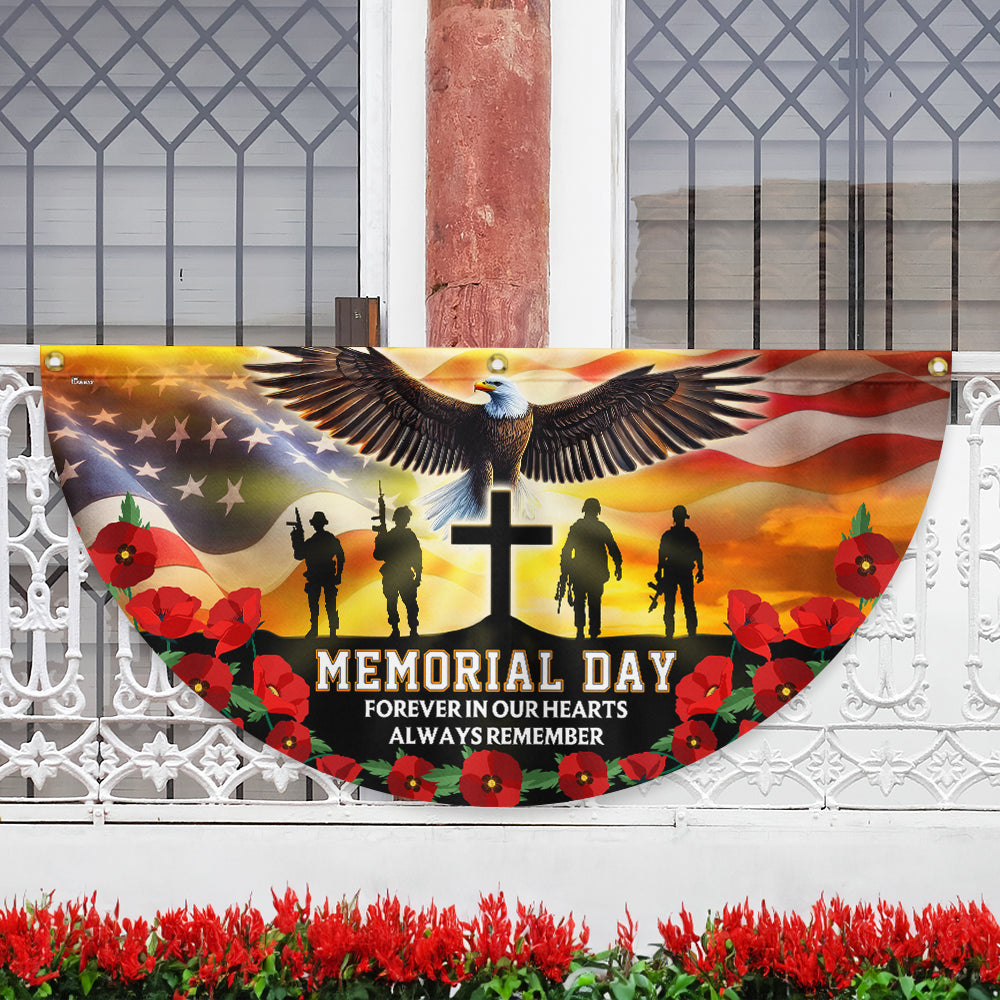 Memorial Day Forever In Our Hearts Non-Pleated Fan Flag