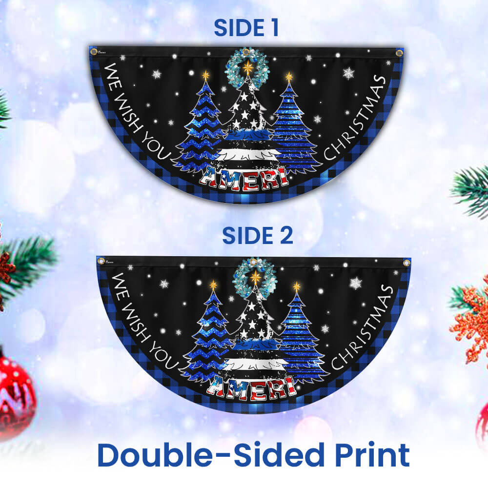 We Wish You Ameri Christmas, The Thin Blue Line Christmas Solar Led Fan Flag