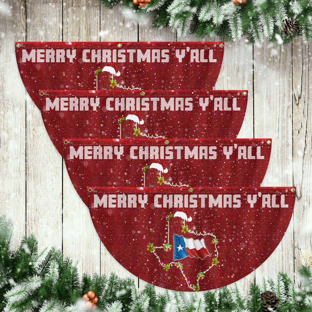 Texas Christmas Fan Flag - Holiday Decoration, Non-Pleated Design - 3-Day Shipping