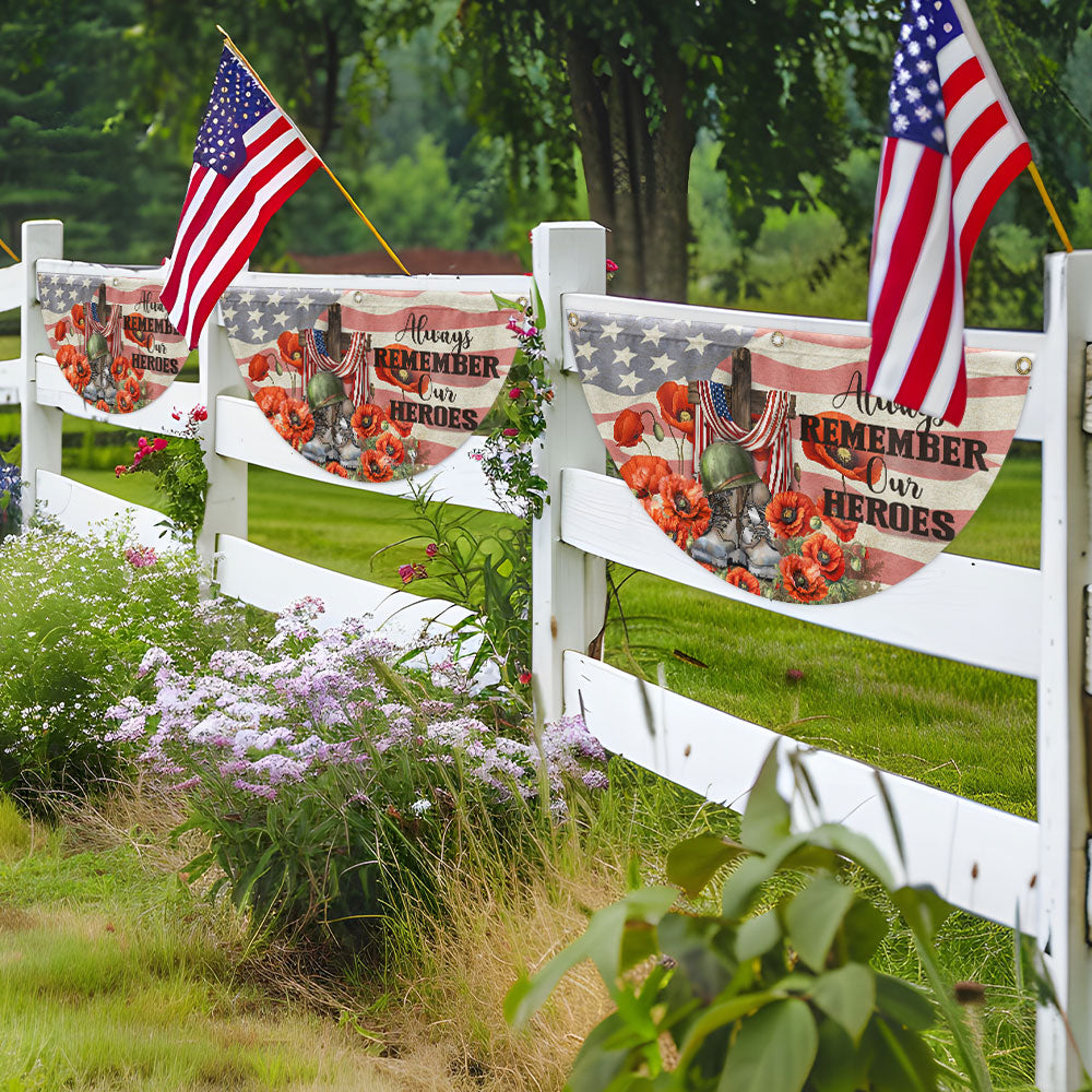 Memorial Day Always Remember Our Heroes Non-Pleated Fan Flag