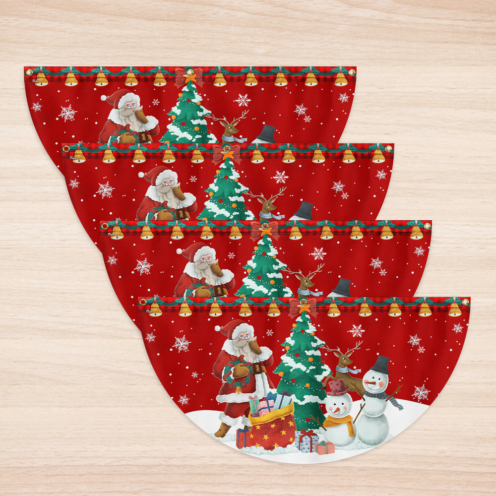Christmas Santa Claus and Snowman Merry Christmas Non-Pleated Fan Flag