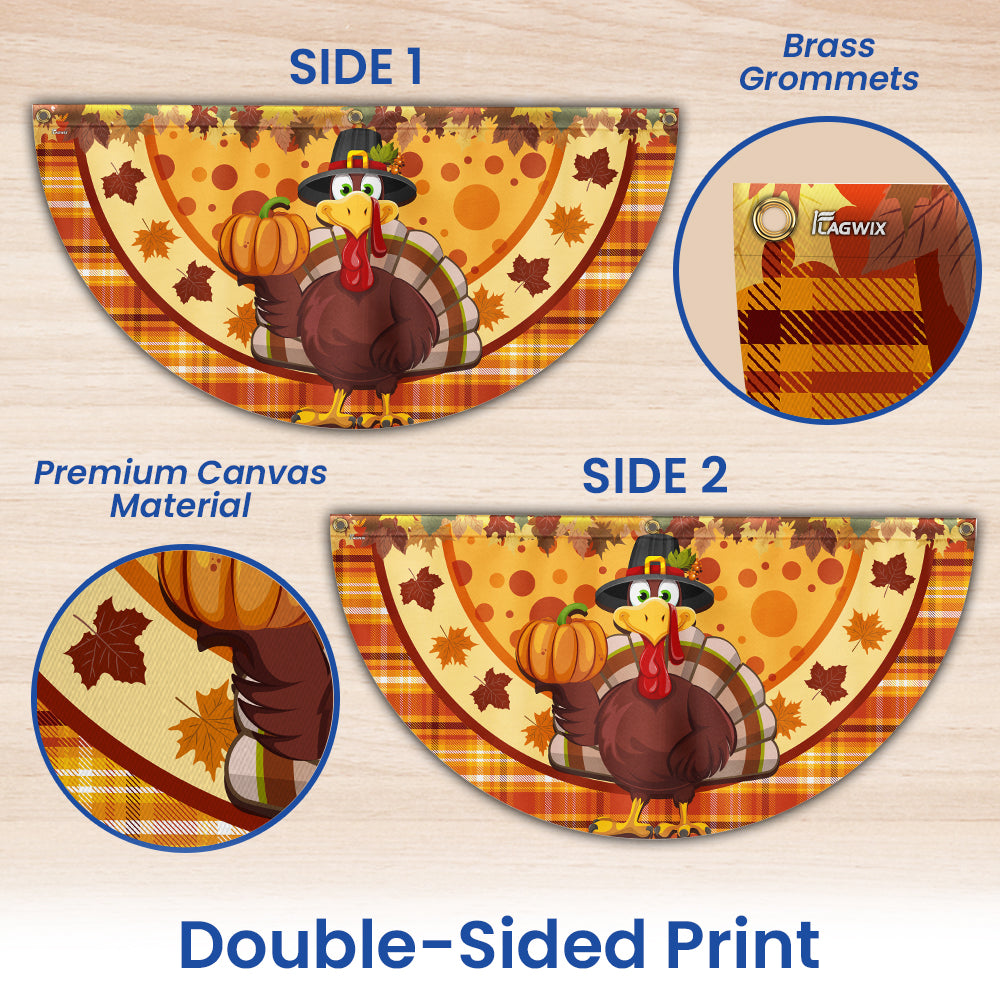 Thanksgiving Turkey Fall Non-Pleated Fan Flag