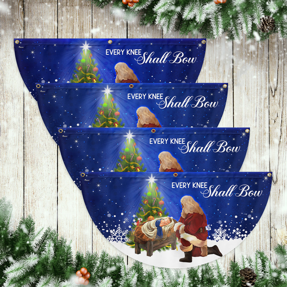 Santa Claus Christmas Baby Jesus Every Knee Shall Bow Non-Pleated Fan Flag