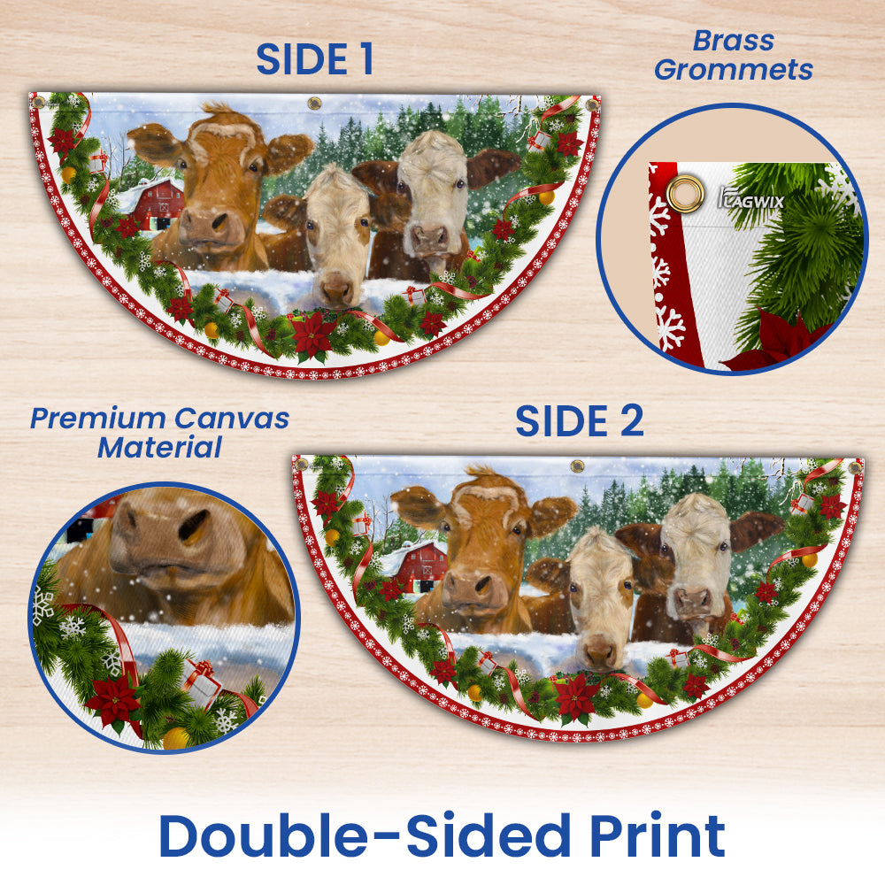 Cow Cattle Christmas Farm Non-Pleated Fan Flag