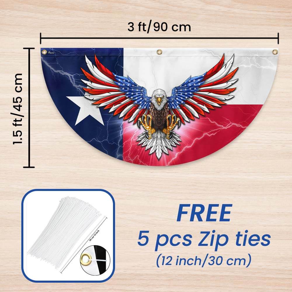 Texas American Eagle Non-Pleated Fan Flag