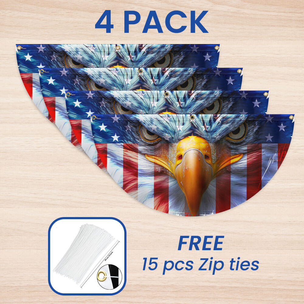 Flagwix American Flag - Happy 4th of july, Patriotic Eagle American Non-Pleated Fan Flag