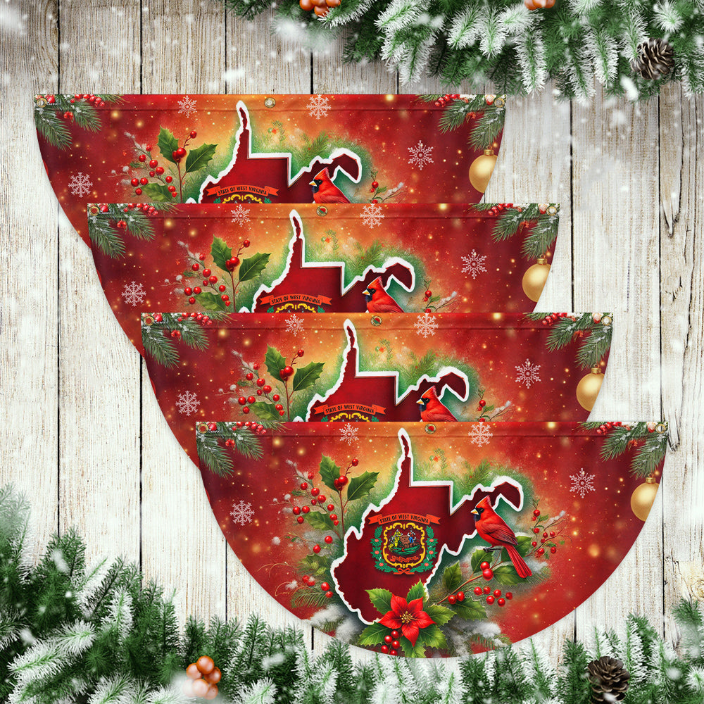 West Virginia Christmas Holidays Non-Pleated Fan Flag
