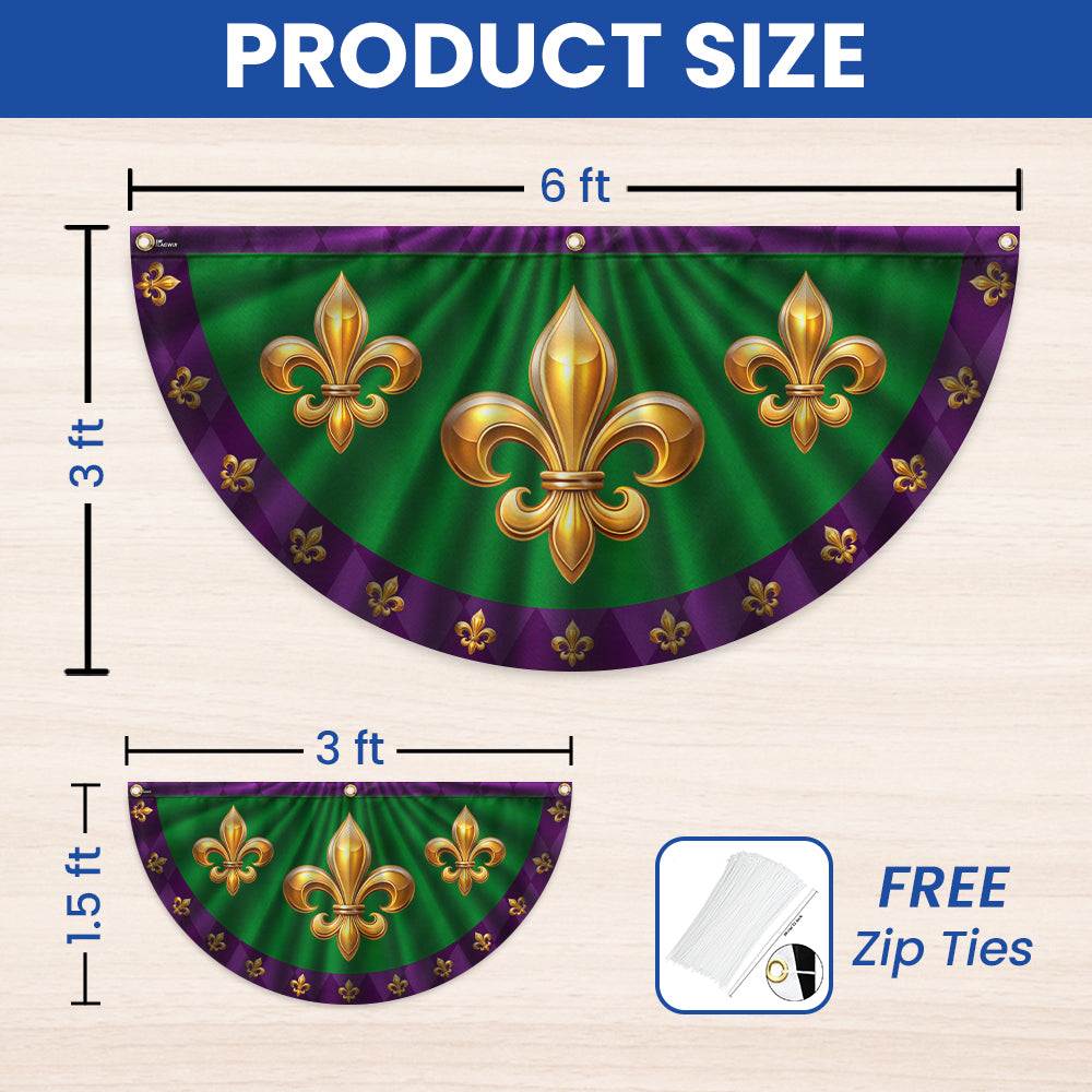 Mardi Gras Fleur De Lis Non-Pleated Fan Flag