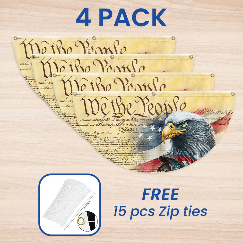 Flagwix American Flag - Happy 4th Of july, We The People. Patriotic American Eagle Non-Pleated Fan Flag