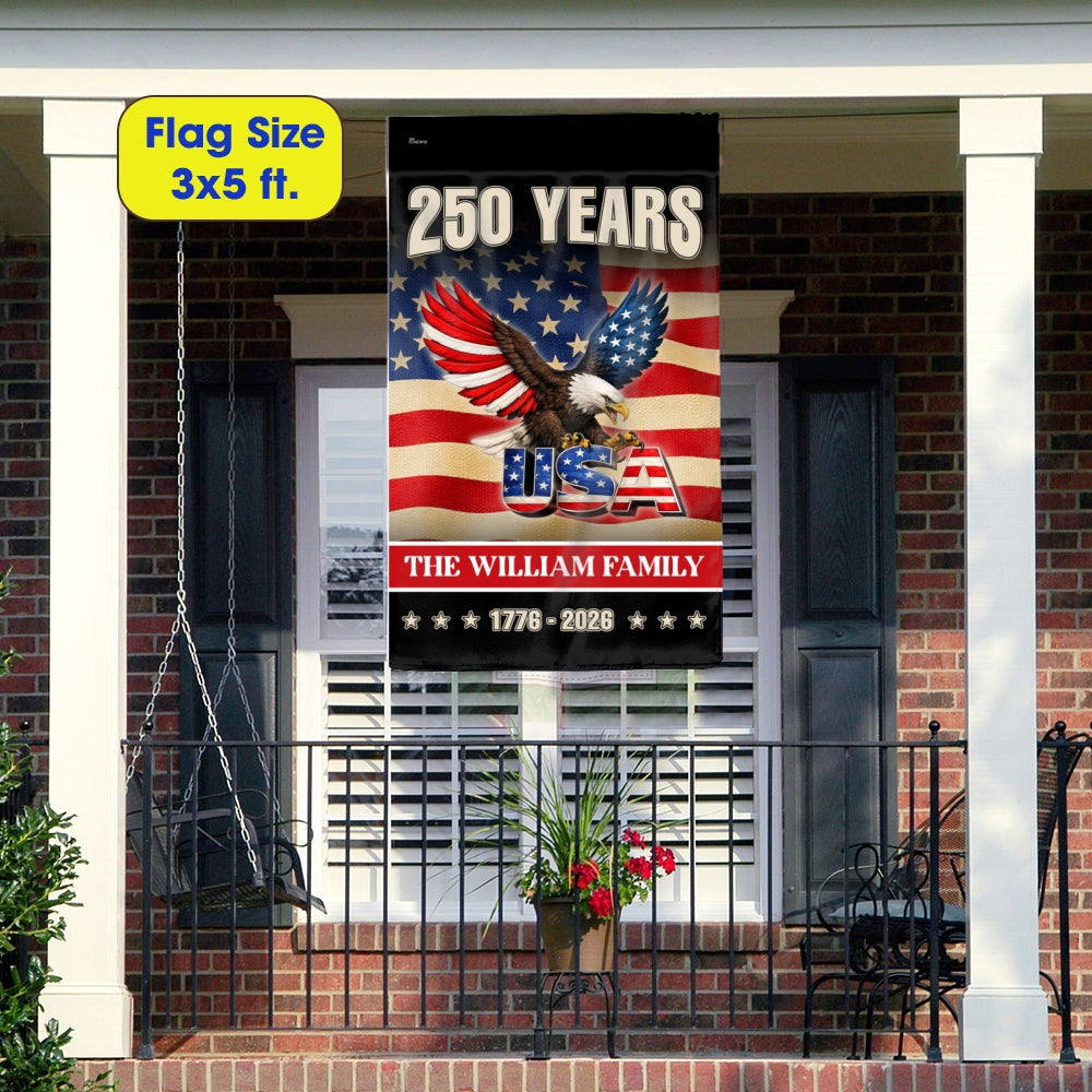 Custom Name American 1776 2026 Flag, Personalized 250 Years Eagle USA Flag
