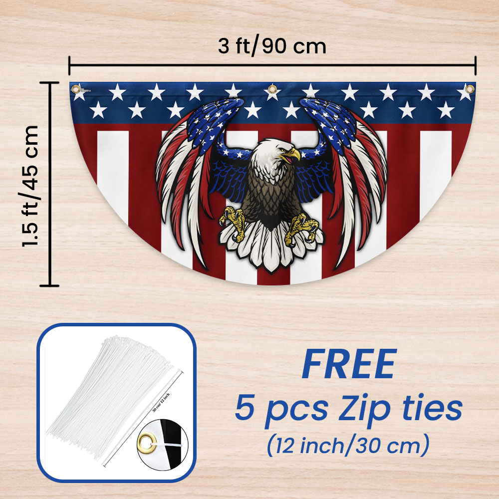 American Bald Eagle Patriotic Non-Pleated Fan Flag
