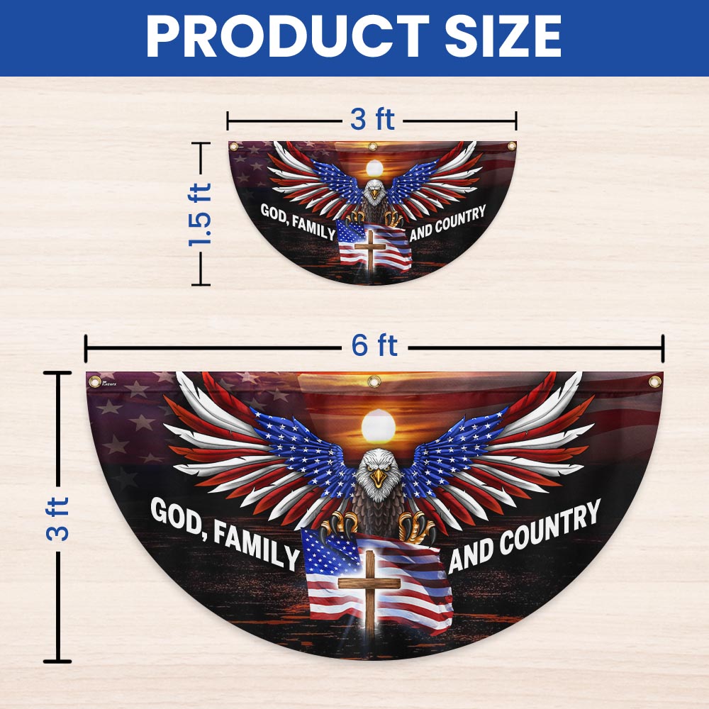 God Family and Country American Patriotic Eagle Non-Pleated Fan Flag