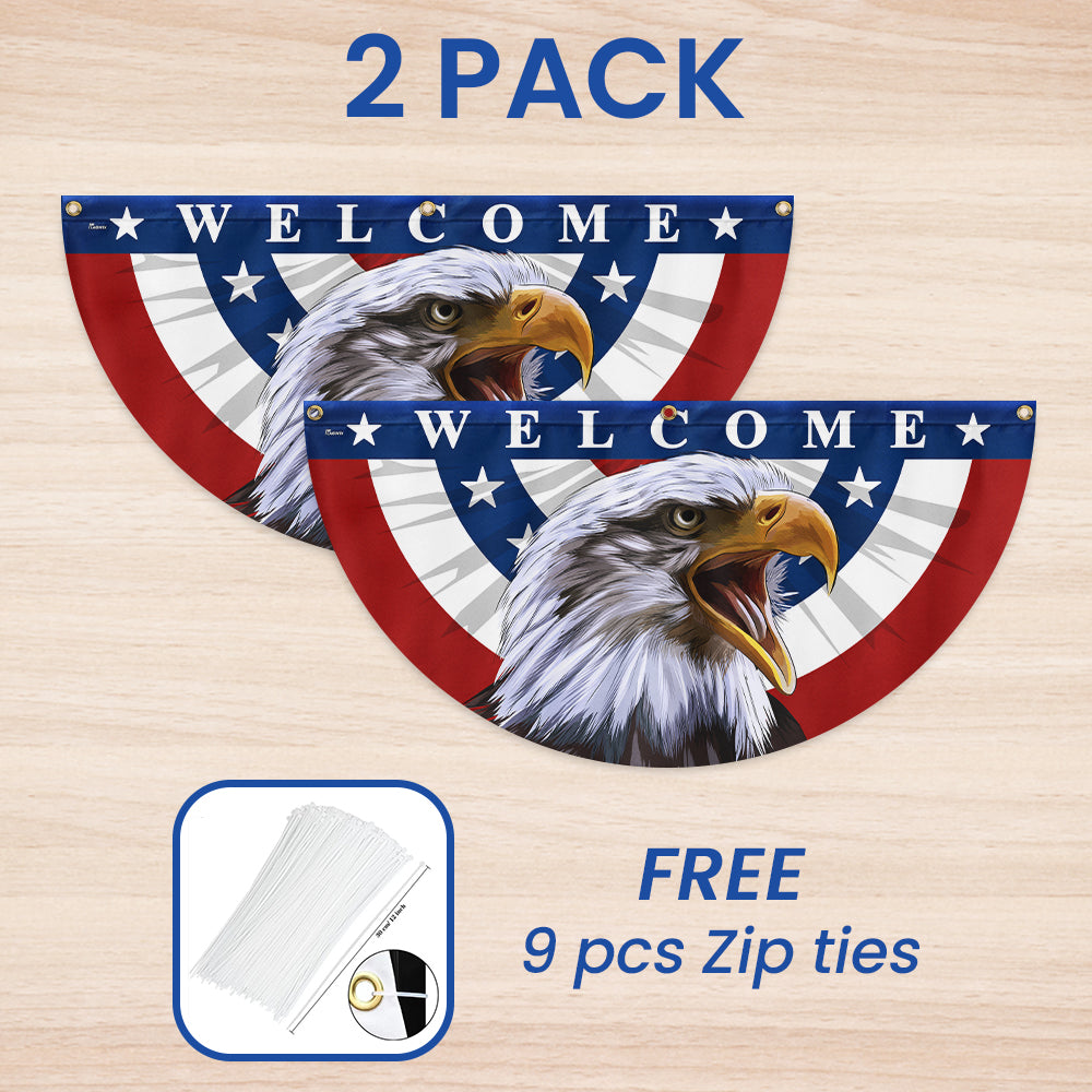 Flagwix American Flag - Patriotic Eagle Welcome American Non-Pleated Fan Flag