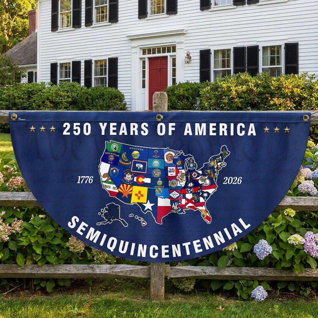 250th Anniversary Semiquincentennial 50 States of America Fan Flag