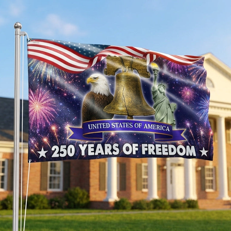 250 Years of Freedom Flag, 4th of July Patriotic Grommet Flag