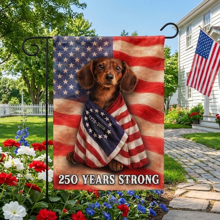 Dachshund American Patriot Flag, 250 Years Strong Dog US Flag