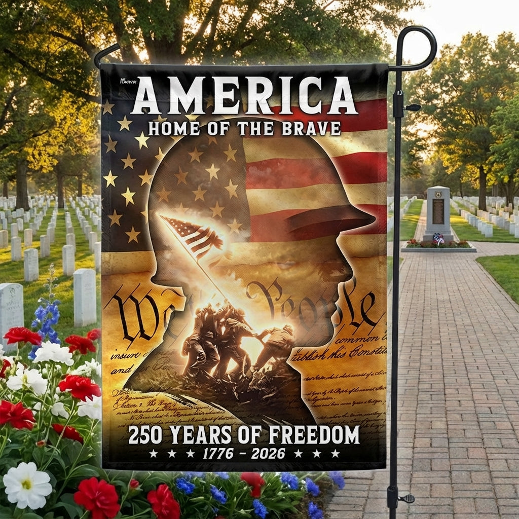250 Years of Freedom Home of the Brave American Flag, Patriotic Veteran Flag Decor