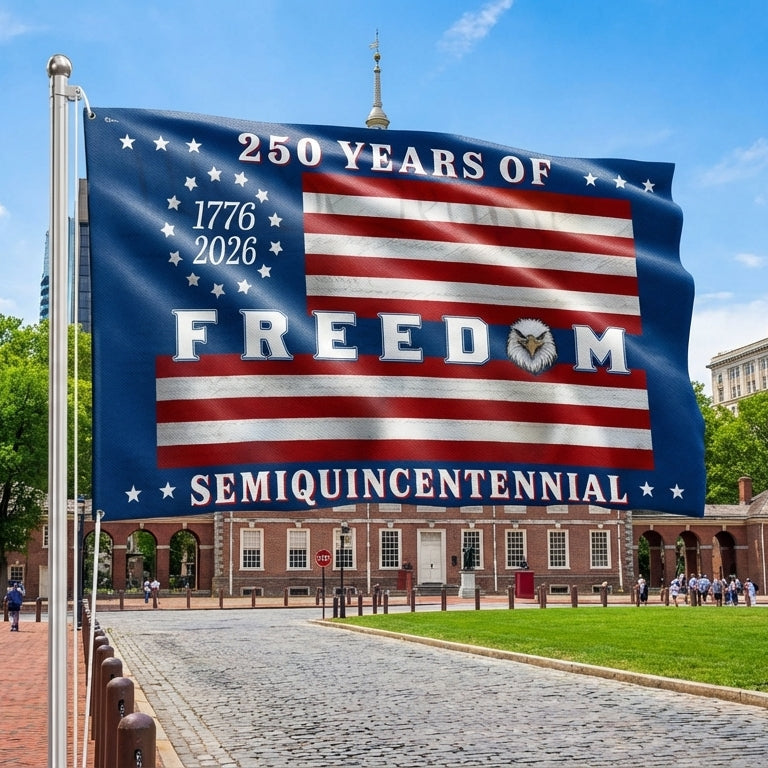Betsy Ross Flag, 250 Years of Freedom Patriotic Eagle Grommet US Flag