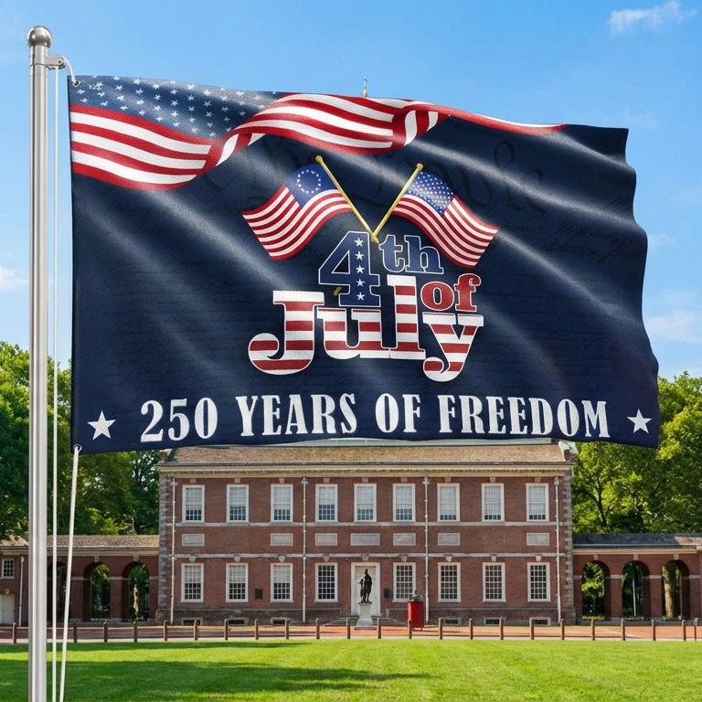 250 Years of Freedom Flag, Betsy Ross 4th of July Grommet Flag