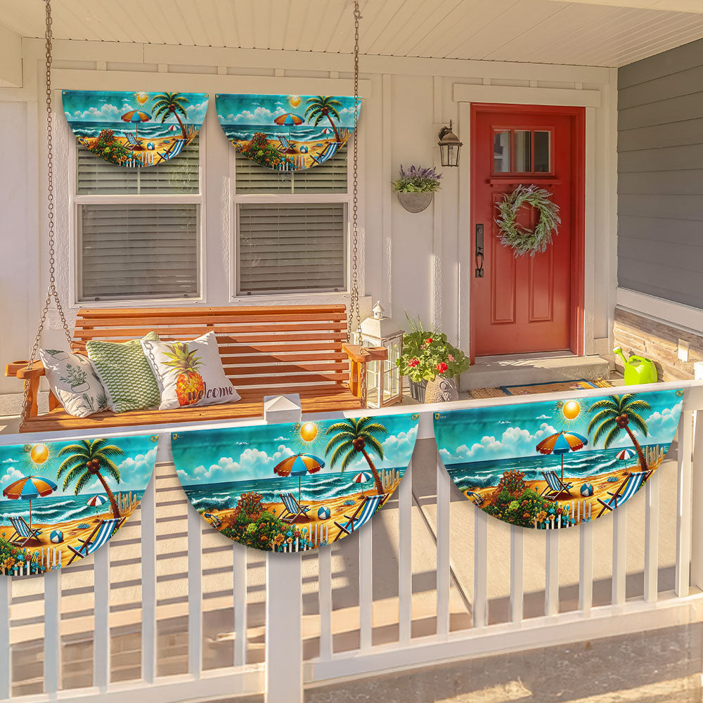 Beach Summer Life Non-Pleated Fan Flag