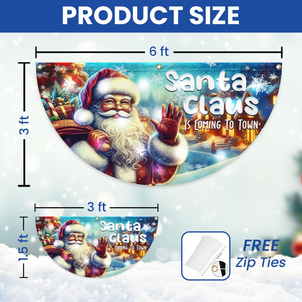 Santa Claus Is Coming Christmas Solar Led Fan Flag
