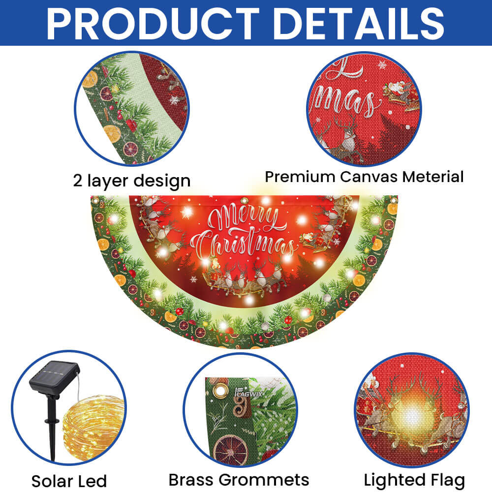 Santa Claus Merry Christmas Solar Led Fan Flag