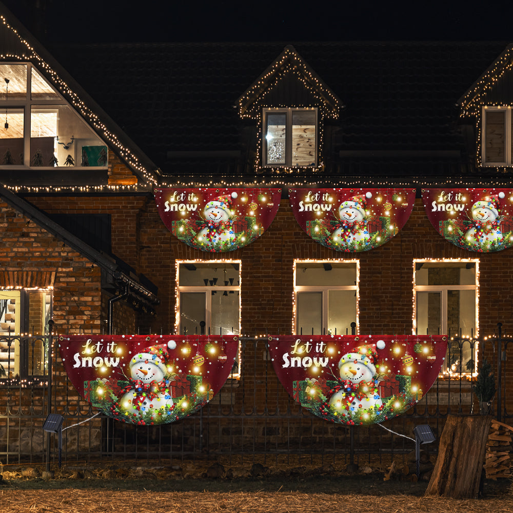 Let it Snow, Snowman Christmas Solar Led Fan Flag