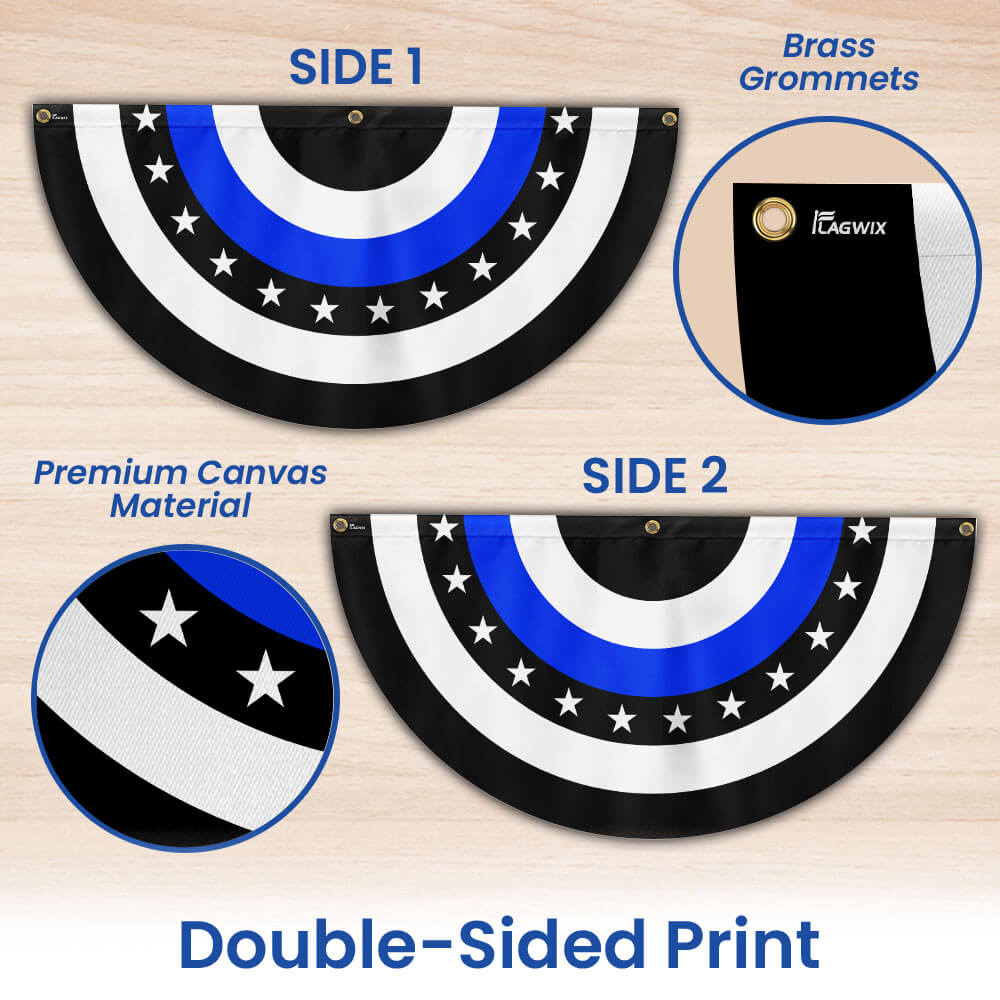 The Thin Blue Line. Police. Law Enforcement American Eagle Non-Pleated Fan Flag