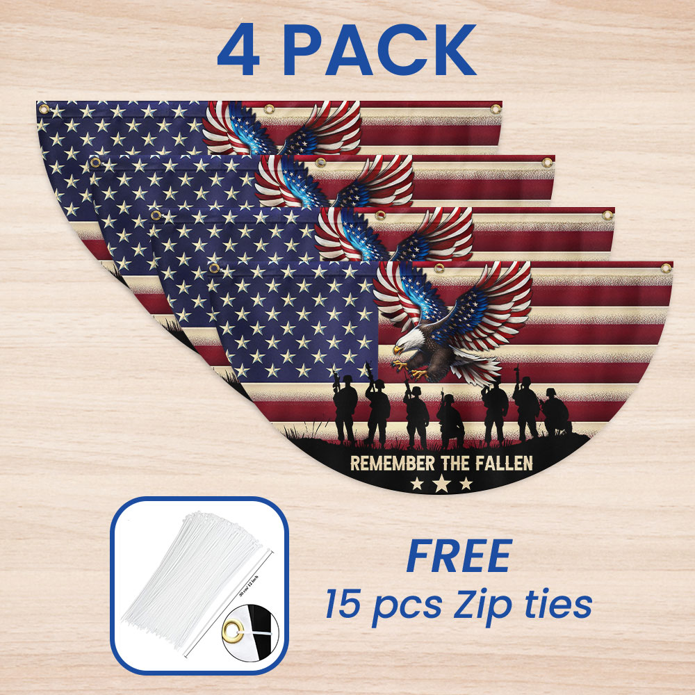 Remember the Fallen Veterans Memorial Day Patriotic Non-Pleated Fan Flag
