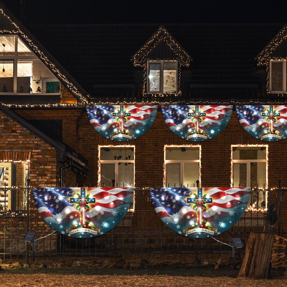 Christian Cross Christmas Jesus Is The Reason For The Season Solar Led Fan Flag