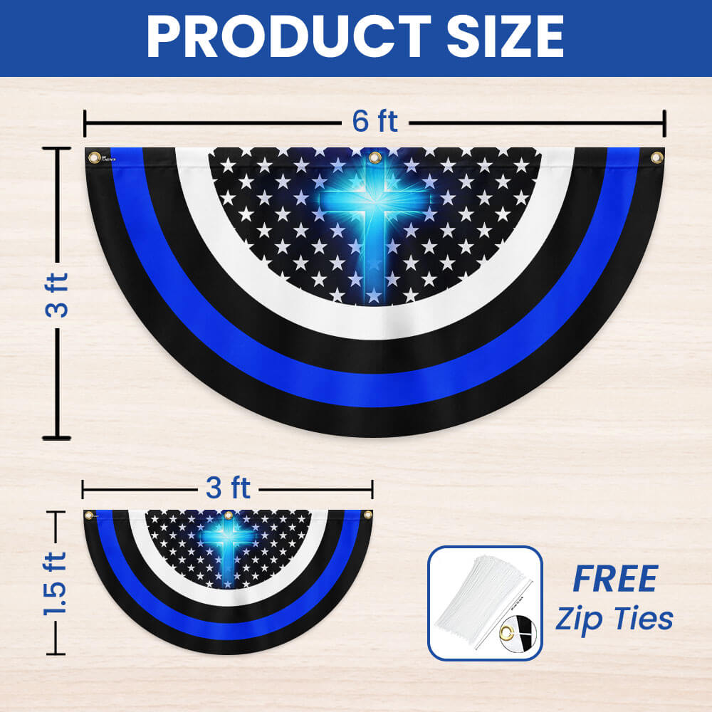 Christian The Thin Blue Line Non-Pleated Fan Flag