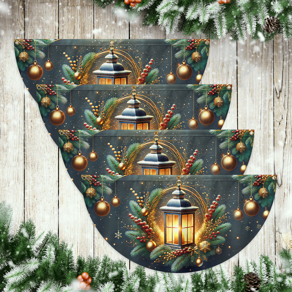 Christmas Lantern Non-Pleated Fan Flag