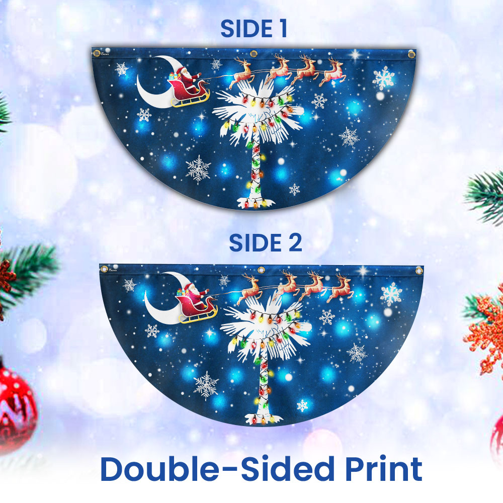 South Carolina Santa Christmas Palm Tree South Carolina Solar Led Fan Flag