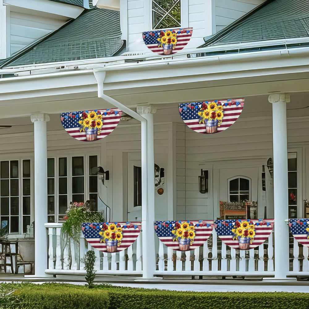 Flagwix American Flag - Sunflowers Happy 4th of july Patriotic Non-Pleated Fan Flag