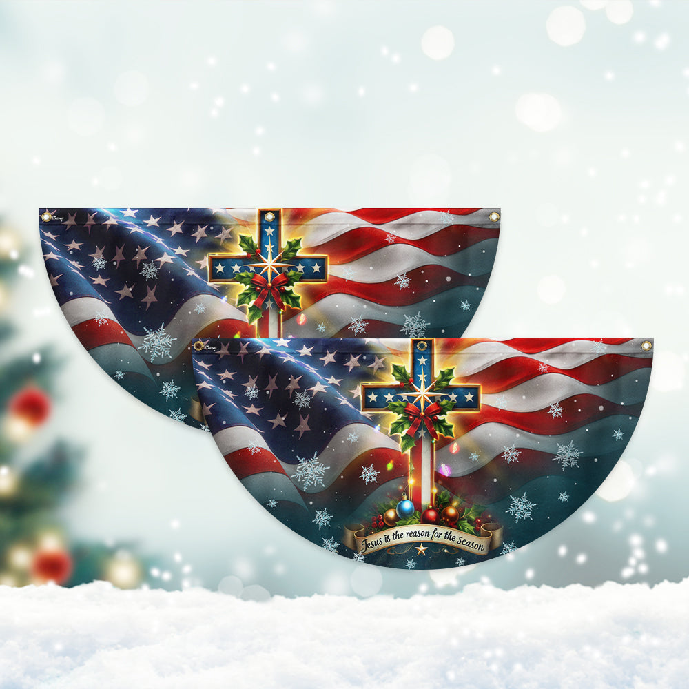 Christian Cross Christmas Jesus Is The Reason For The Season Non-Pleated Fan Flag 3-Day Shipping