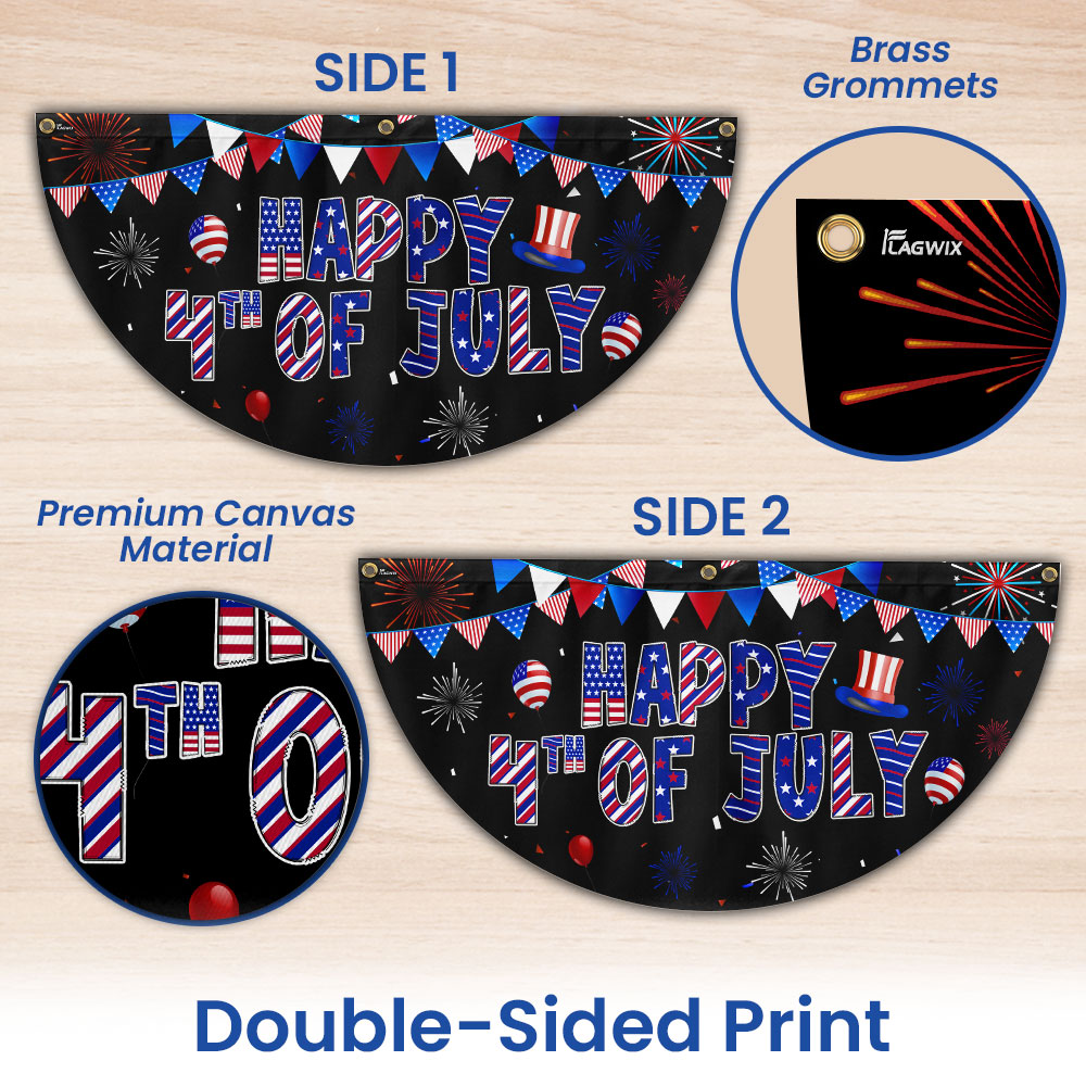 Flagwix American Flag - Happy 4th Of july Non-Pleated Fan Flag