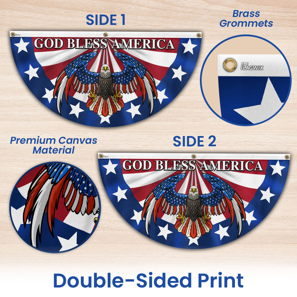 God Bless America Patriotic Eagle Non-Pleated Fan Flag