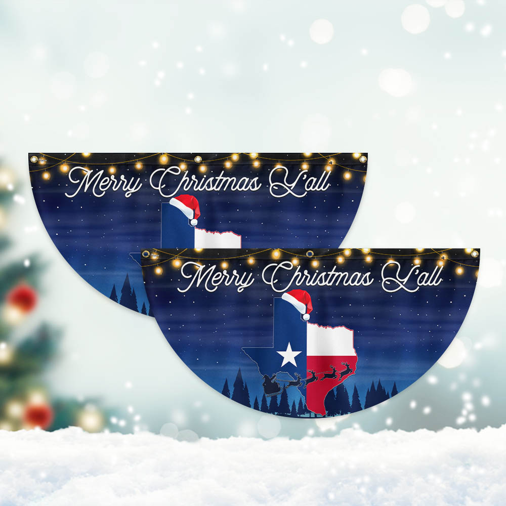 Texas Merry Christmas Y'all Non-Pleated Fan Flag
