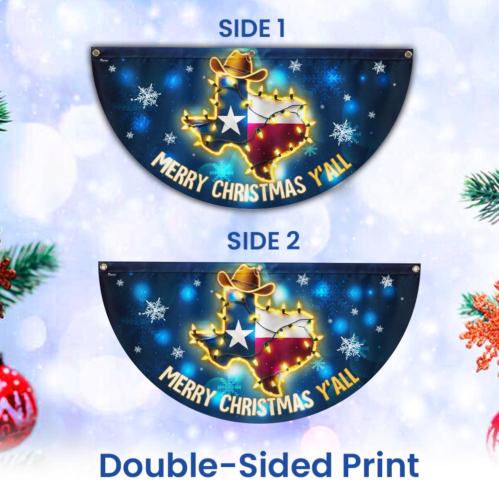 Texas Merry Christmas Y'all Solar LED Fan Flag