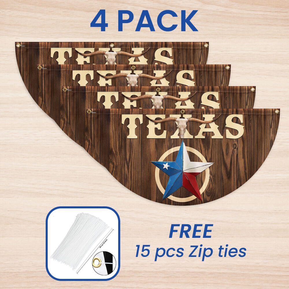 Texas Star Longhorn Non-Pleated Fan Flag