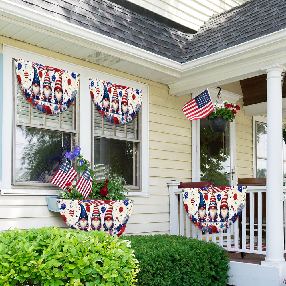 Flagwix American Flag - 4th of july Gnome Fan Flag – Patriotic Bunting for Porch & Garden