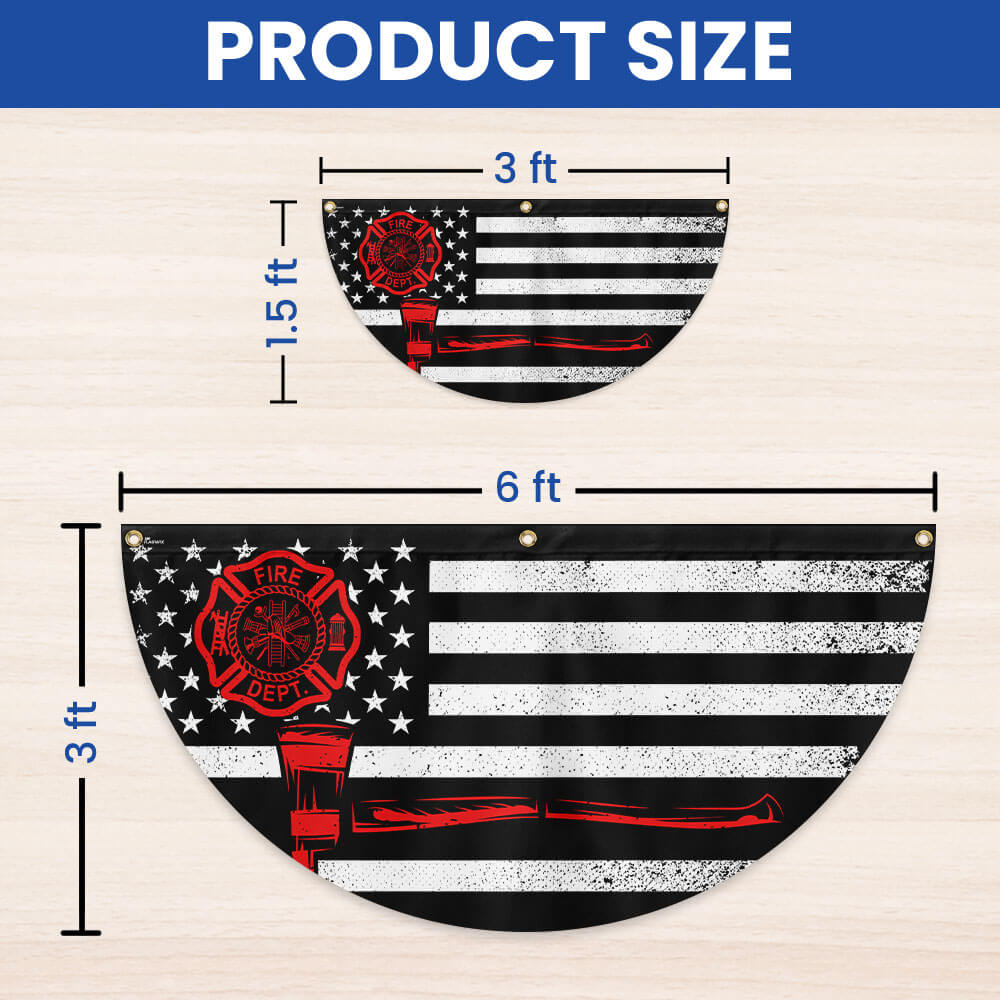 Firefighter Thin Red Line Fireman Non-Pleated Fan Flag