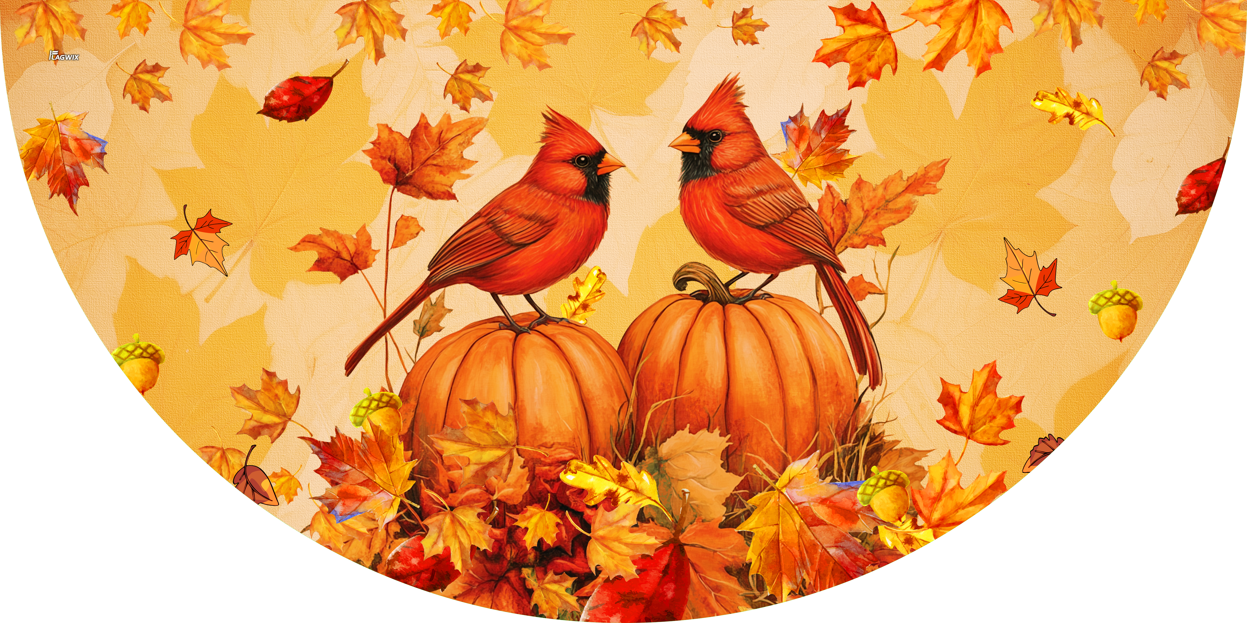 Welcome Fall Cardinals Autumn Leaves Pumpkin Fall Non-Pleated Fan Flag