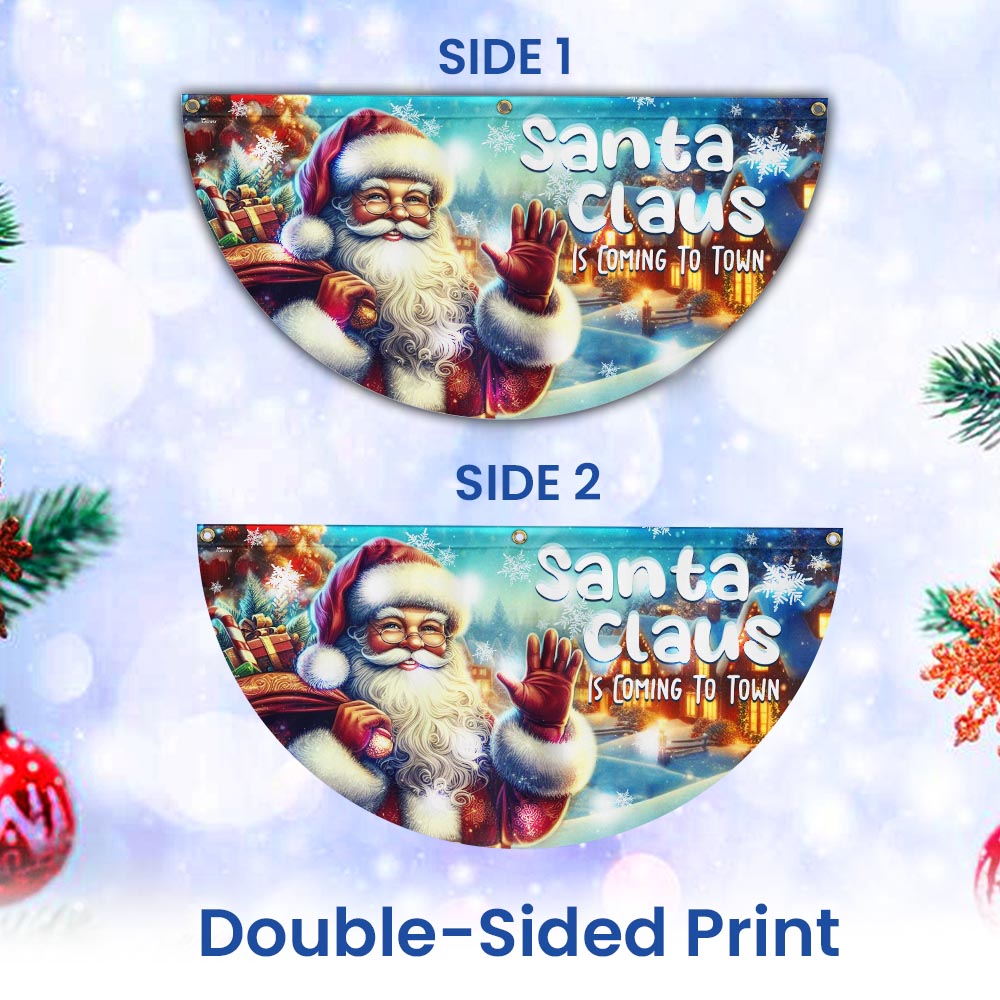 Santa Claus Is Coming Christmas Solar Led Fan Flag