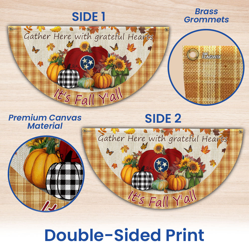 Fall Tennessee Flag It's Fall Y'all Halloween Pumpkin Thanksgiving Non-Pleated Fan Flag TPT2188FLv1