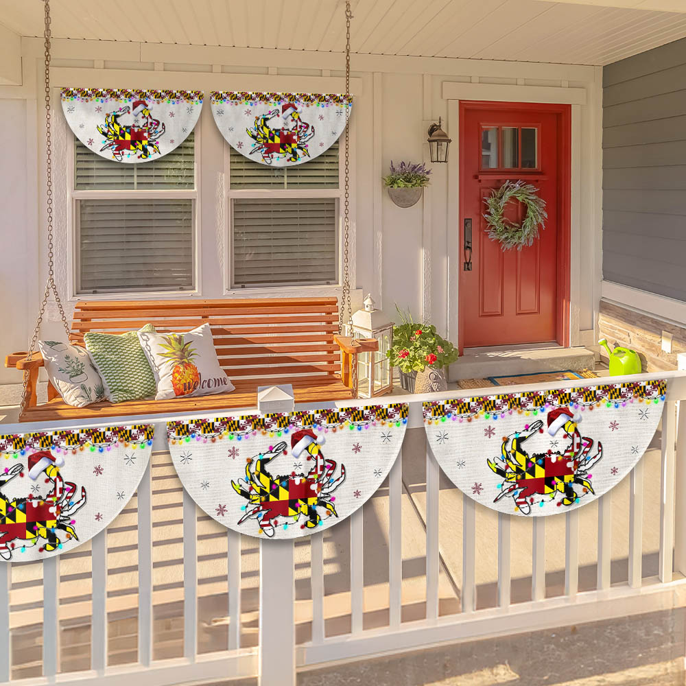 Maryland Christmas Flag Crab Christmas Non-Pleated Fan Flag