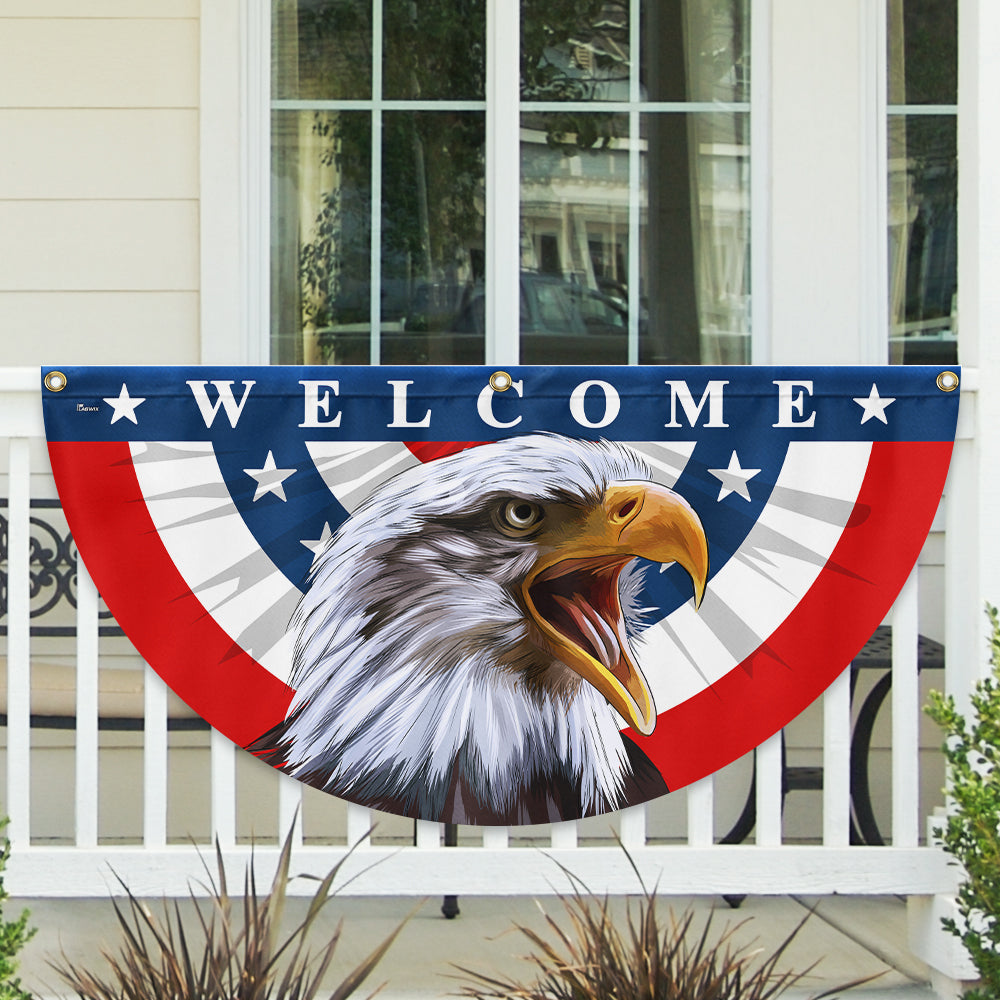 American Flag - Patriotic Eagle Welcome American Non-Pleated Fan Flag