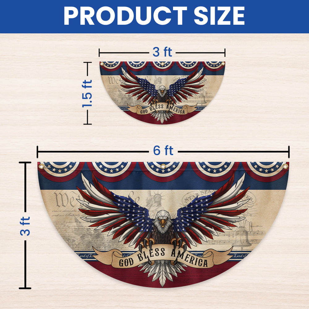 Flagwix American Flag - God Bless America Patriotic Eagle Non-Pleated Fan Flag