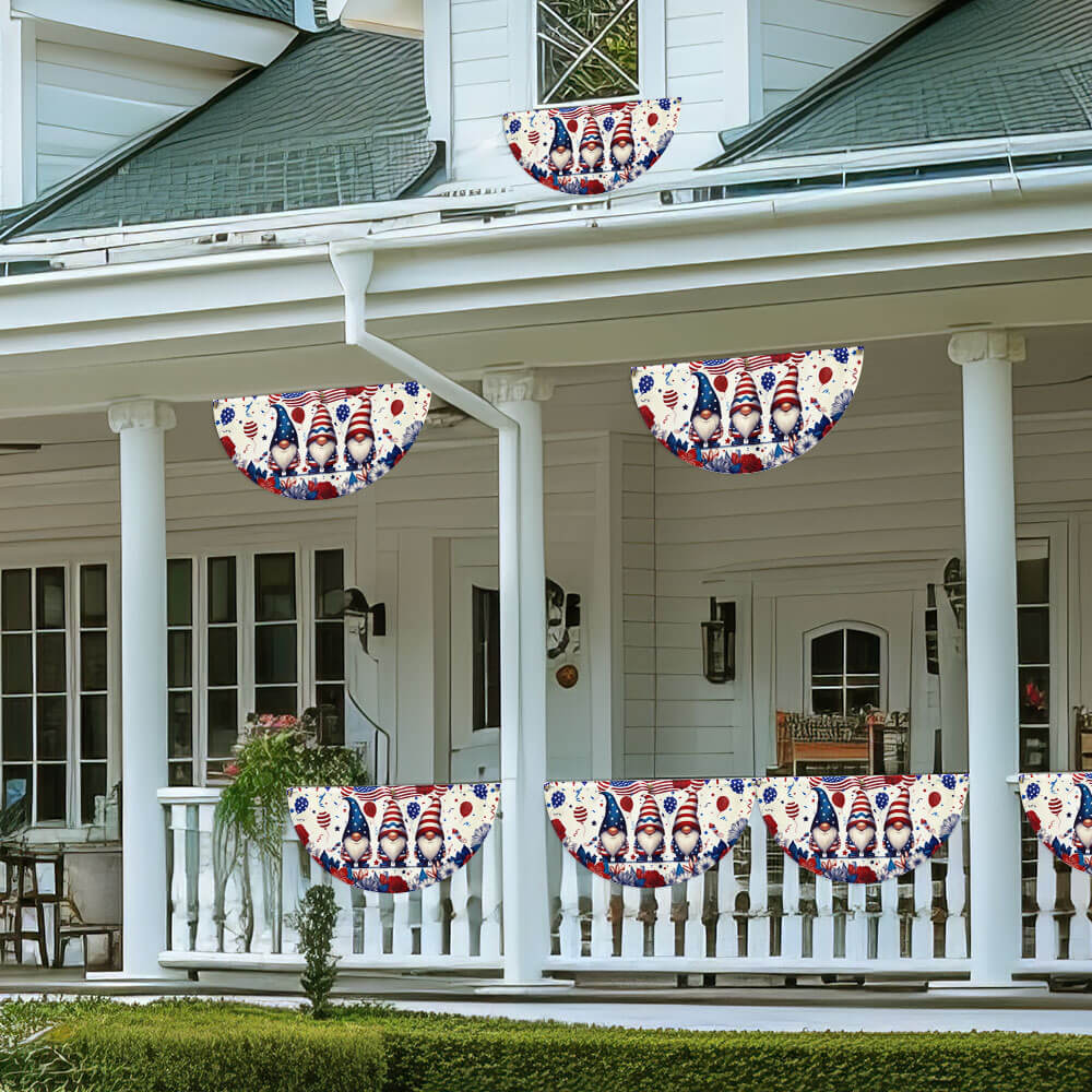 Flagwix American Flag - 4th of july Gnome Fan Flag – Patriotic Bunting for Porch & Garden